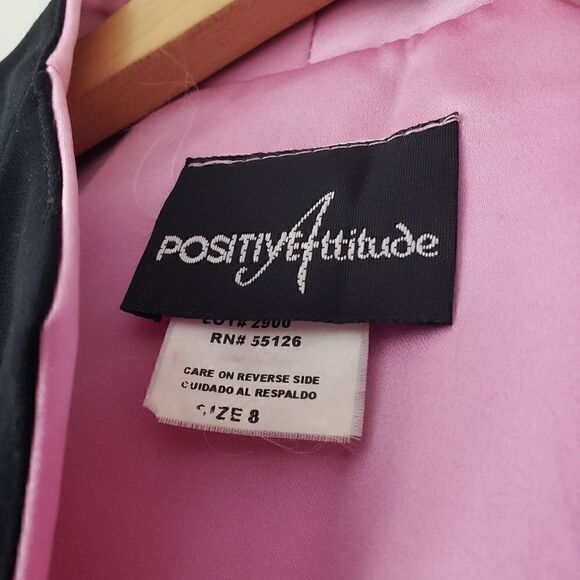 Vintage Positive Attitude Blazer Black Pink Lining 8 - Picture 3 of 4